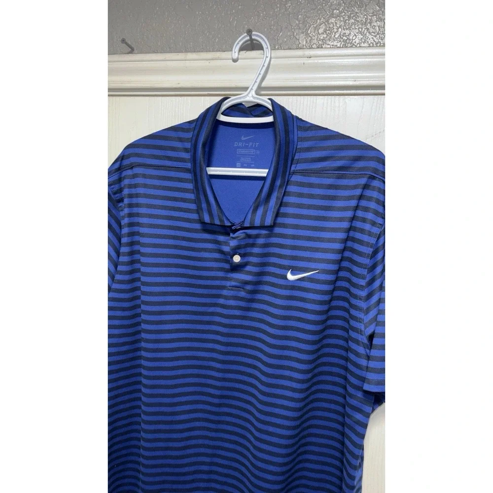 Nike Men Royal Blue/Black Striped Short Sleeve Polo Shirt Size 3XLarge